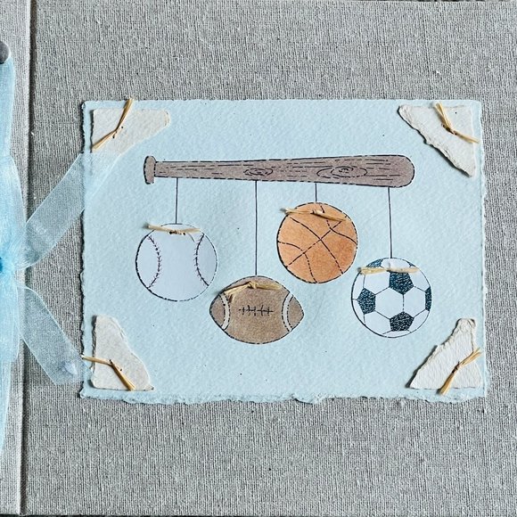 Hugs and Kisses Baby Boy Sports Themed Baby Memory Book - Picture 1 of 4